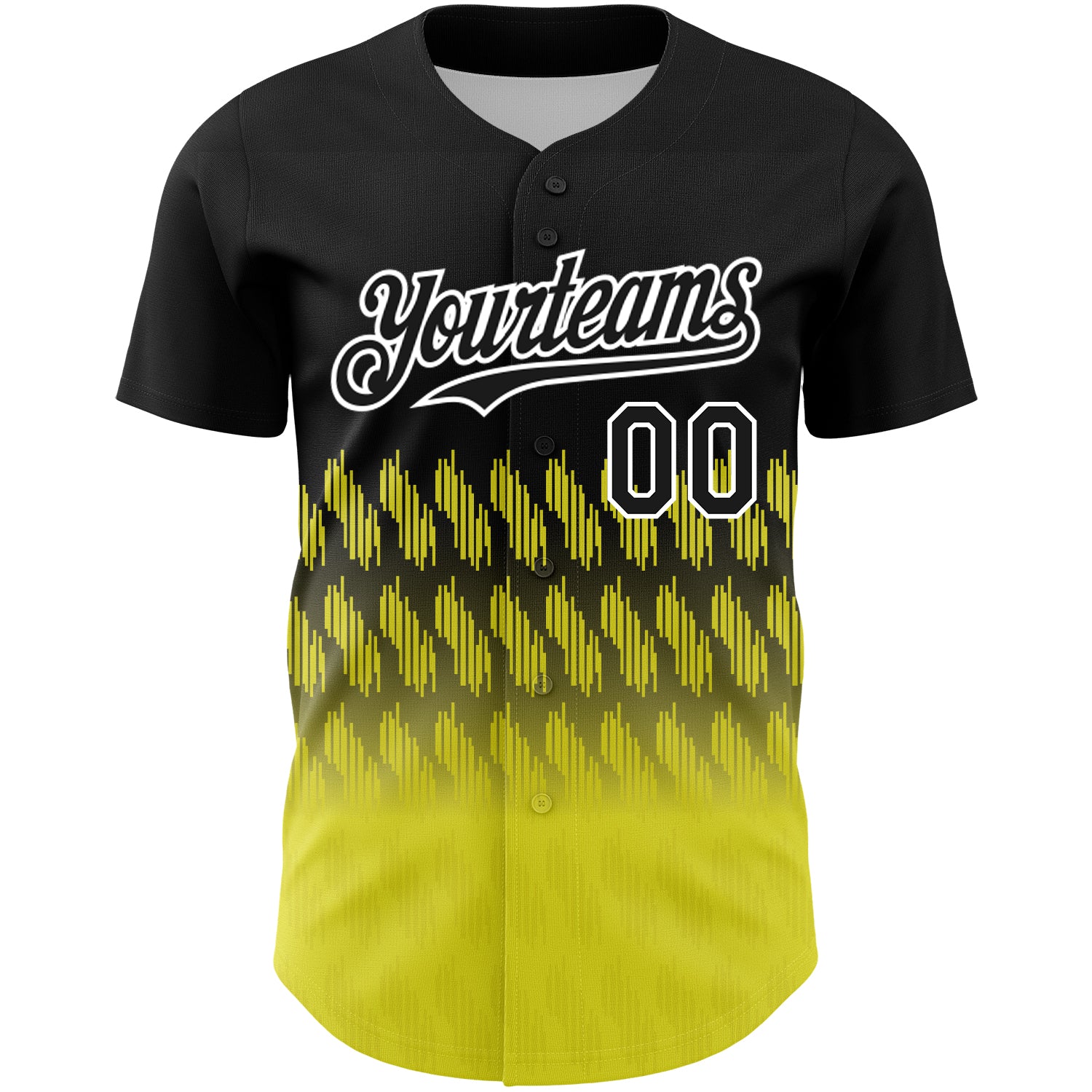 Customizable 3D Lines Black Yellow White Baseball Jersey for Men and Women Personalized Black Light Yellow-White 3D Lines - Image 2