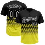 Personalized Unisex Softball Jersey Black Light Yellow-White 3D Lines Two-Button Design Personalized Black Light Yellow-White