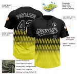Personalized Unisex Softball Jersey Black Light Yellow-White 3D Lines Two-Button Design Personalized Black Light Yellow-White