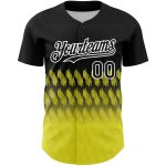 Custom Personalized Authentic Baseball Jersey with 3D Black Light Yellow-White Pattern Design, Custom Name and Number Personalized
