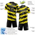 Personalized Yellow White Splash Black Sublimation Soccer Jersey Uniform Personalized Black Light Yellow-White Splash Sublimation