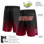Custom Name and Number Basketball Shorts - Personalized Black Maroon-Cream Pinstripe Fade Fashion Design Personalized Black