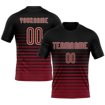 Personalized Pinstripe Volleyball Jersey - Black Maroon Cream Fade Fashion Uniform Personalized Black Maroon-Cream Pinstripe