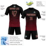 Custom Name Number Pinstripe Volleyball Jersey - Personalized Black Maroon-Cream Fade Fashion Uniform Personalized Black