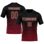 Custom Name Number Pinstripe Volleyball Jersey - Personalized Black Maroon-Cream Fade Fashion Uniform Personalized Black