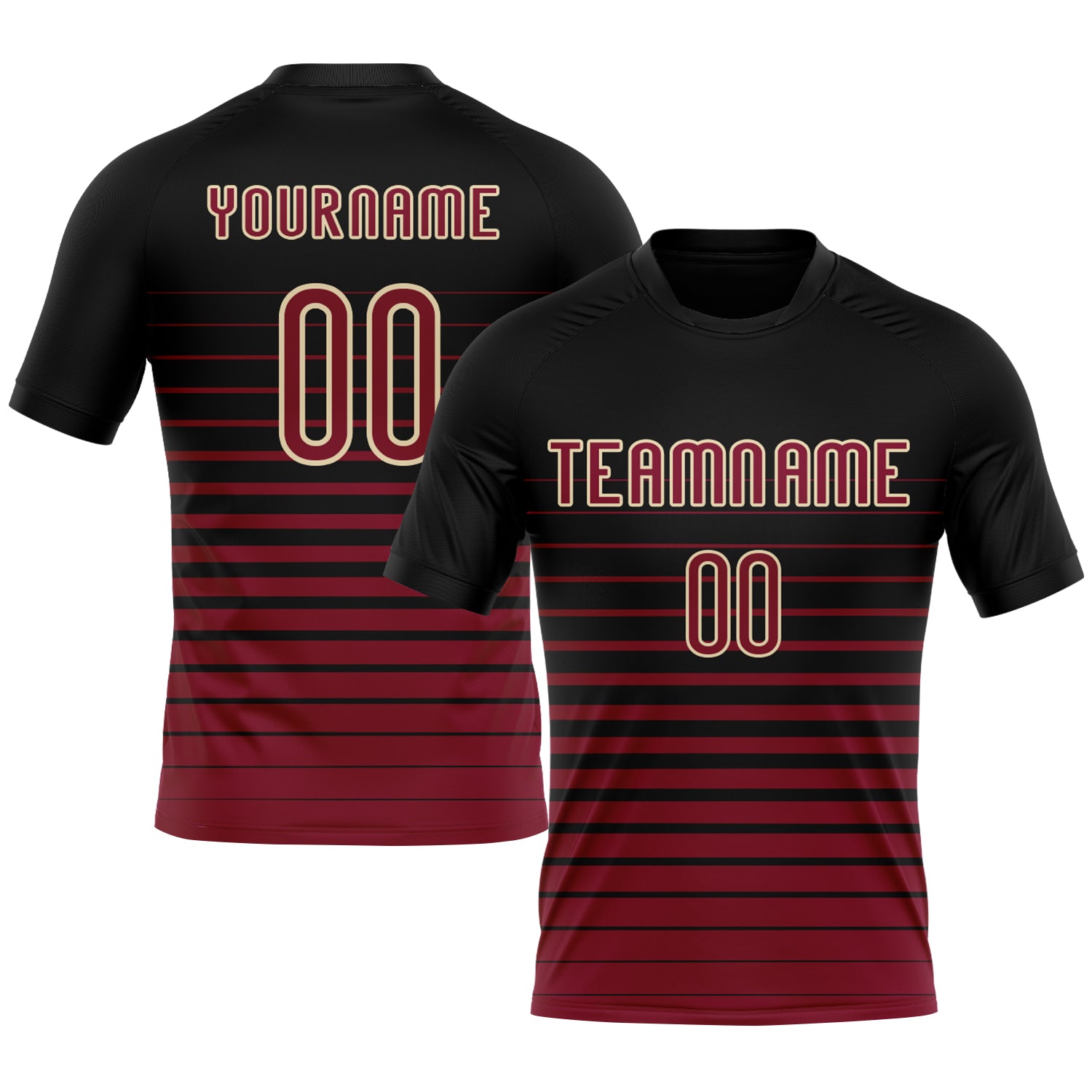 Custom Name Number Pinstripe Volleyball Jersey - Personalized Black Maroon-Cream Fade Fashion Uniform Personalized Black