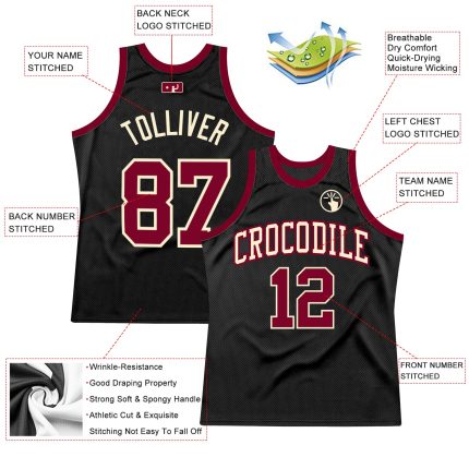 Custom Maroon Black Cream Throwback Basketball Jersey Personalized Personalized Black Maroon-Cream Throwback Basketball Jersey