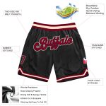 Personalized Basketball Shorts in Black Maroon-Cream Throwback Style Personalized Black Maroon-Cream Throwback Basketball