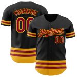 Custom Black Maroon-Gold Line Baseball Jersey with Personalized Name and Number - Authentic Team Apparel Personalized Black