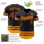 Personalized Black Maroon Gold Line Baseball Jersey for Men and Women Personalized Black Maroon-Gold Line Baseball Jersey