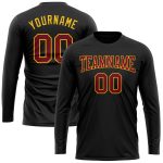 Personalized Long Sleeve Performance T-Shirt in Black Maroon-Gold for Men & Women Personalized Black Maroon-Gold Long Sleeve