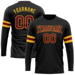 Personalized Long Sleeve Performance T-Shirt in Black Maroon-Gold for Men & Women Personalized Black Maroon-Gold Long Sleeve
