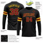 Personalized Long Sleeve Performance T-Shirt in Black Maroon-Gold for Men & Women Personalized Black Maroon-Gold Long Sleeve