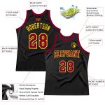 Personalized Basketball Jersey - Black Maroon-Gold Throwback Style Personalized Black Maroon-Gold Throwback Basketball Jersey