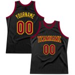 Personalized Basketball Jersey - Black Maroon-Gold Throwback Style Personalized Black Maroon-Gold Throwback Basketball Jersey