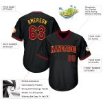 Personalized Baseball Jersey Shirt - Black Maroon-Gold Throwback Rib-Knit Design Personalized Black Maroon-Gold Throwback