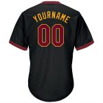 Personalized Baseball Jersey Shirt - Black Maroon-Gold Throwback Rib-Knit Design Personalized Black Maroon-Gold Throwback