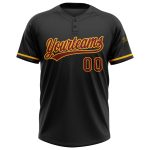 Personalized Unisex Softball Jersey - Black Maroon-Gold Two-Button Design Personalized Black Maroon-Gold Two-Button Unisex