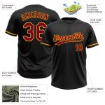 Personalized Unisex Softball Jersey - Black Maroon-Gold Two-Button Design Personalized Black Maroon-Gold Two-Button Unisex