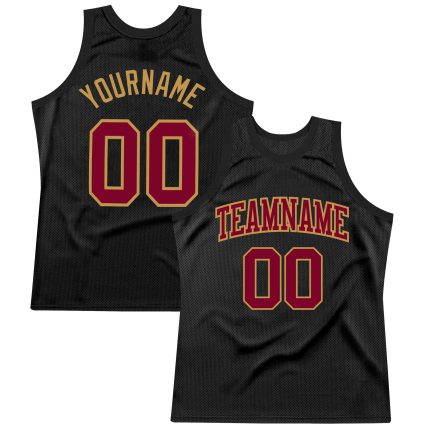 Personalized Basketball Jersey - Black Maroon Old Gold Throwback Design Personalized Black Maroon-Old Gold Throwback Basketball
