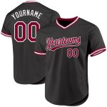 Personalized Team Authentic Baseball Jersey Custom Name Number Black Maroon White Throwback Personalized Black Maroon-White