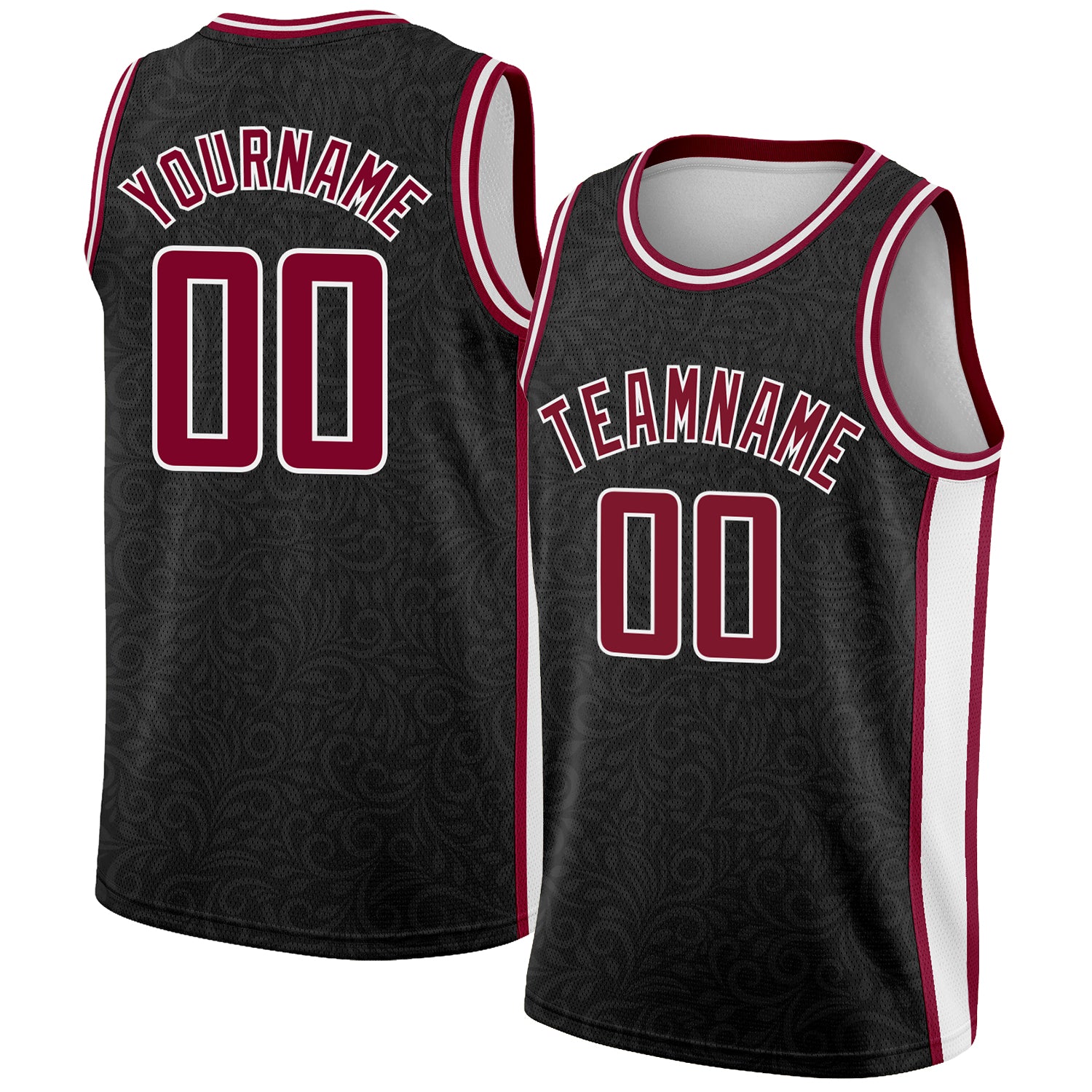 Custom Name and Number Basketball Jersey - Personalized Black Maroon-White Flower Authentic City Edition Personalized Black