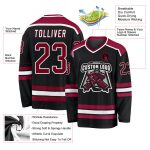 Personalized Hockey Jersey in Black, Maroon, and White - Customizable Team Gear Personalized Black Maroon-White Hockey Jersey