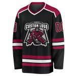 Personalized Hockey Jersey in Black, Maroon, and White - Customizable Team Gear Personalized Black Maroon-White Hockey Jersey