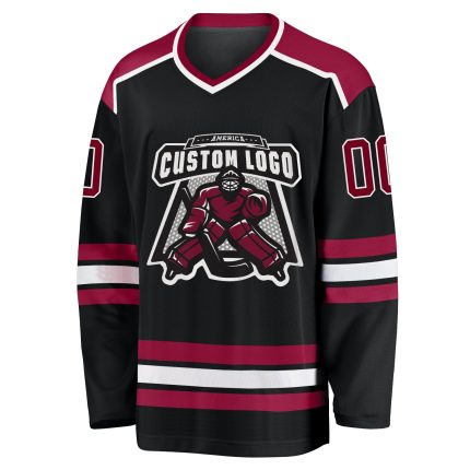 Custom Black Maroon White Hockey Jersey - Personalized Sports Apparel for Fans Personalized Black Maroon-White Hockey Jersey