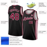 Custom Name and Number Authentic City Edition Basketball Jersey - Personalized Black Maroon-White Side Stripes Personalized