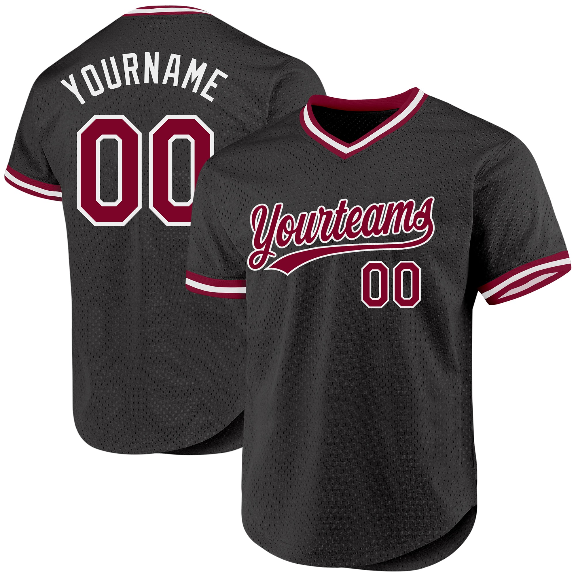 Custom Black Maroon White Throwback Baseball Jersey for Men and Women Personalized Black Maroon-White Throwback Baseball