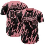 Personalized Black Pink 3D Abstract Sharp Shape Baseball Jersey Medium Personalized Black Medium Pink 3D Abstract Sharp Shape