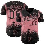 Personalized 3D Abstract Splatter Grunge Art Baseball Jersey - Medium Black Pink Design Personalized Black Medium Pink 3D