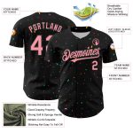 Personalized Black Pink 3D Confetti Baseball Jersey - Medium Size Personalized Black Medium Pink 3D Confetti Baseball Jersey