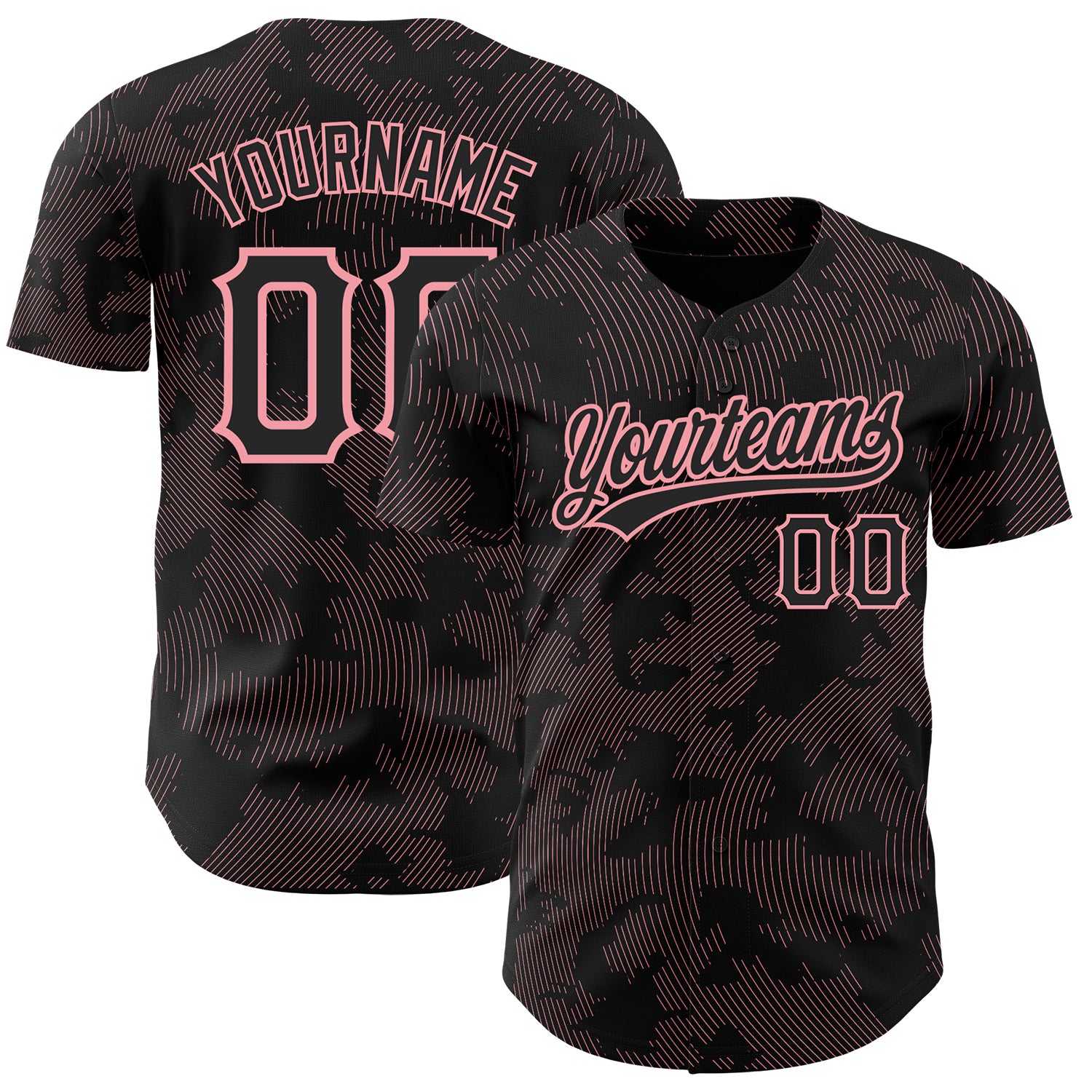 Personalized Pink 3D Curve Lines Black Medium Baseball Jersey Personalized Black Medium Pink 3D Curve Lines Baseball Jersey