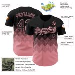 Personalized Black Pink 3D Gradient Baseball Jersey - Medium Square Shapes Design Personalized Black Medium Pink 3D Gradient
