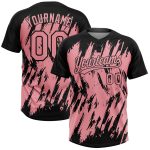 Custom Name and Number Unisex Softball Jersey, Personalized Medium Pink 3D Pattern Black Two-Button Design Personalized Black