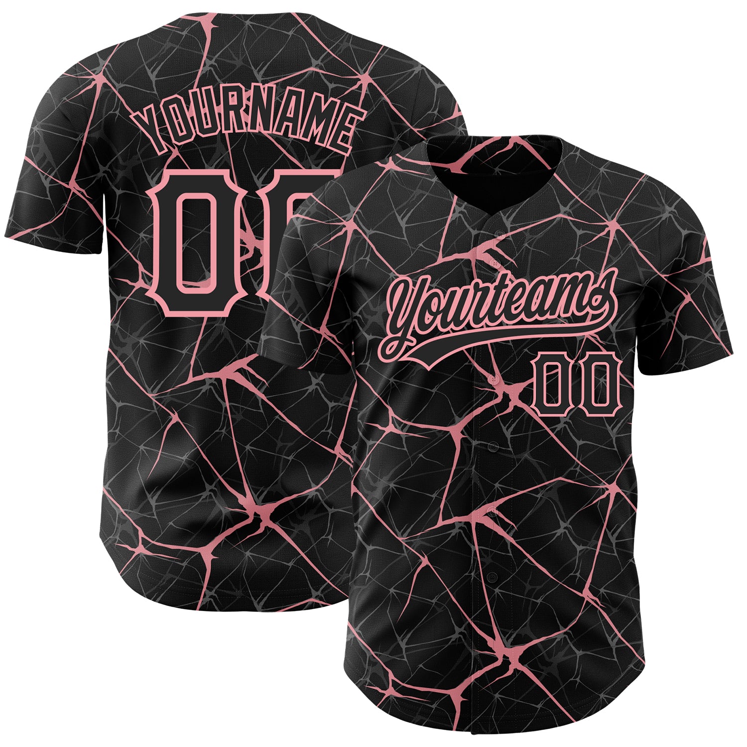 Personalized 3D Pattern Black Pink Baseball Jersey with Custom Name & Number - Medium Authentic Team Gear Personalized Black