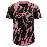 Custom Baseball Jersey with Personalized Name and Number - Black Medium 3D Pink Pattern Abstract Design Personalized Black