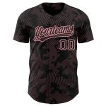 Custom Name and Number Personalized Black Pink 3D Pattern Baseball Jersey with Curve Lines - Medium Size Personalized Black