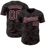 Custom Name and Number Personalized Black Pink 3D Pattern Baseball Jersey with Curve Lines - Medium Size Personalized Black