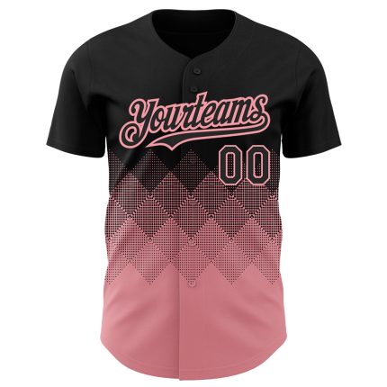 Custom Name & Number Personalized Black Medium Pink 3D Gradient Pattern Baseball Jersey Personalized Black Medium Pink 3D