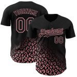 Custom Leopard Print Baseball Jersey - Personalized Black & Pink 3D Design, Team Name & Number - Medium Fashion Authentic