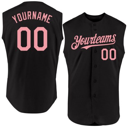 Custom Black Medium Pink Baseball Jersey with Personalized Name and Number - Authentic Sleeveless Team Apparel Personalized