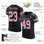 Custom Black Pink-Light Blue Mesh Football Jersey with Personalized Name and Number - Medium Authentic Team Sportswear Personalized