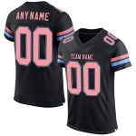 Custom Black Pink-Light Blue Mesh Football Jersey with Personalized Name and Number - Medium Authentic Team Sportswear Personalized