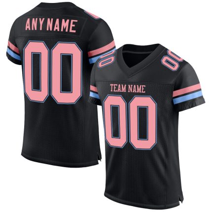 Custom Black Pink-Light Blue Mesh Football Jersey with Personalized Name and Number - Medium Authentic Team Sportswear Personalized