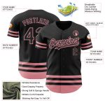 Custom Name and Number Personalized Black Baseball Jersey Medium with Pink Line Authentic Team Design Personalized Black