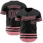 Custom Name and Number Personalized Black Baseball Jersey Medium with Pink Line Authentic Team Design Personalized Black