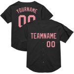 Custom Pink Medium Black Mesh Baseball Jersey with Personalized Name & Number - Authentic Throwback Team Design Personalized